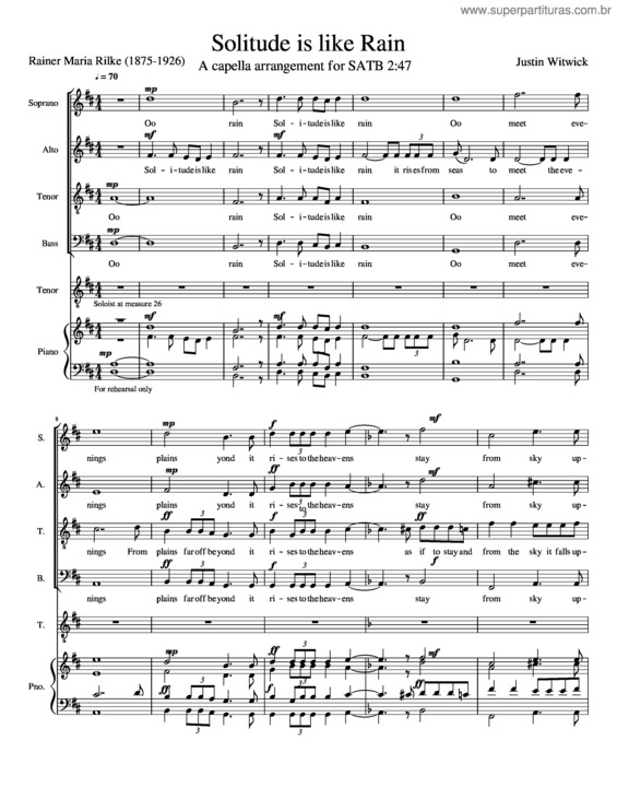 Partitura da música Solitude Is Like Rain
