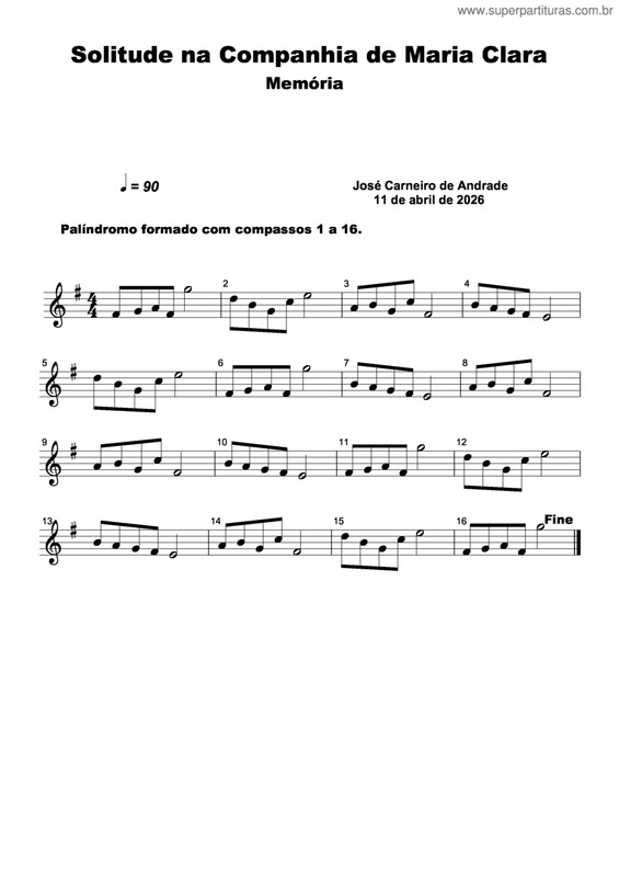 Partitura da música Solitude Na Companhia De Maria Clara