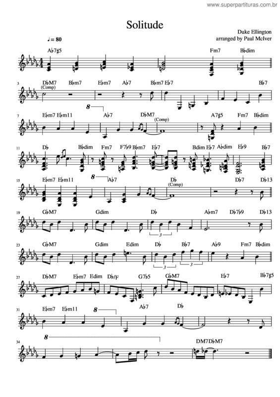 Partitura da música Solitude v.13