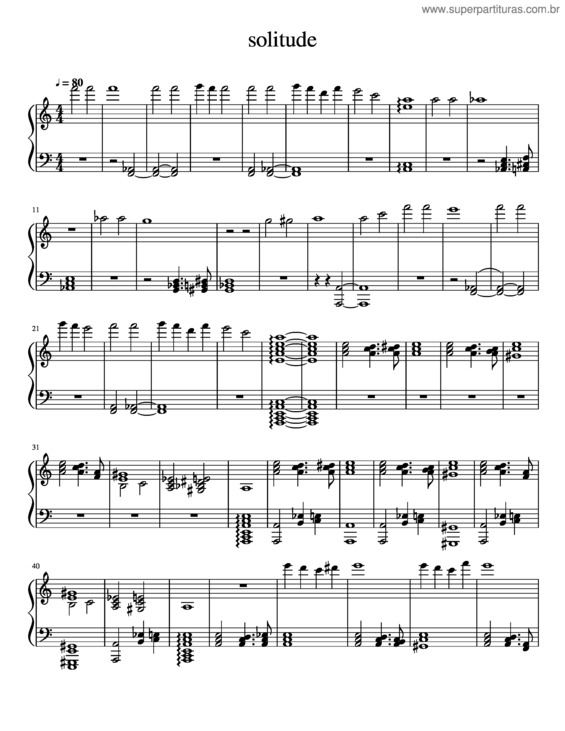 Partitura da música Solitude v.21