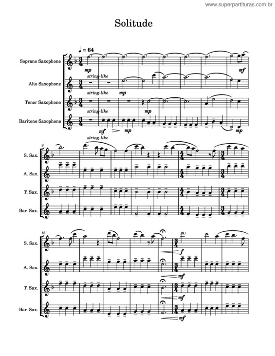 Partitura da música Solitude v.23
