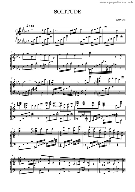 Partitura da música Solitude v.25