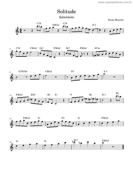 Partitura da música Solitude v.36