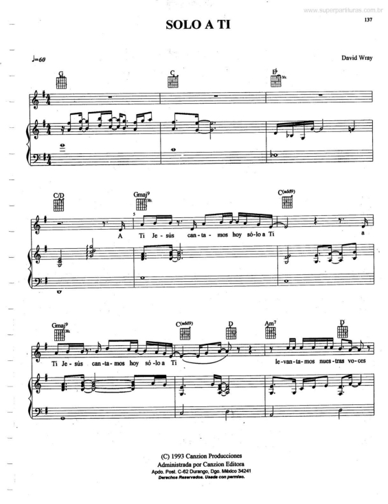 Partitura da música Solo a Ti