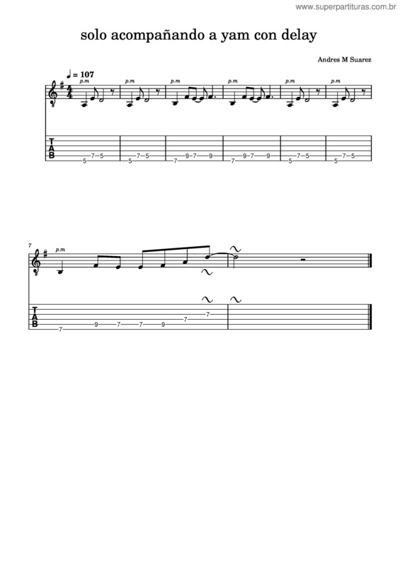 Partitura da música Solo Acompañando A Yam Con Delay