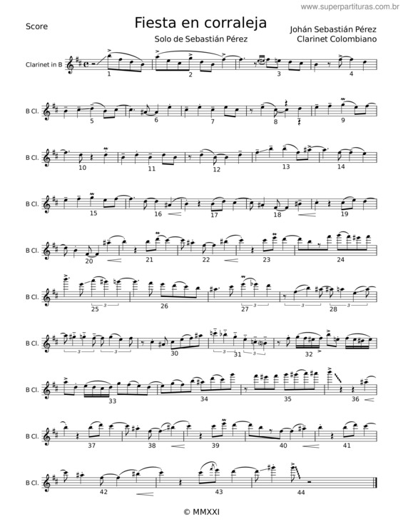 Partitura da música Solo Fiesta En Corraleja – Johán Sebastián Pérez