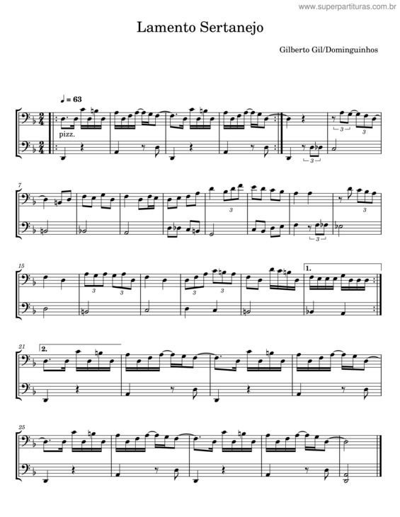 Partitura da música Solo Lamento Sertanejo – Gilberto Gil v.2