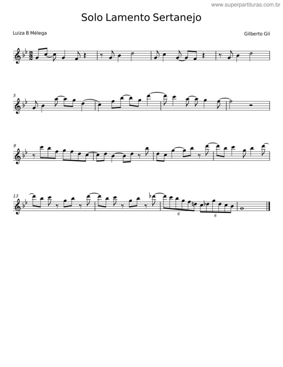 Partitura da música Solo Lamento Sertanejo – Gilberto Gil