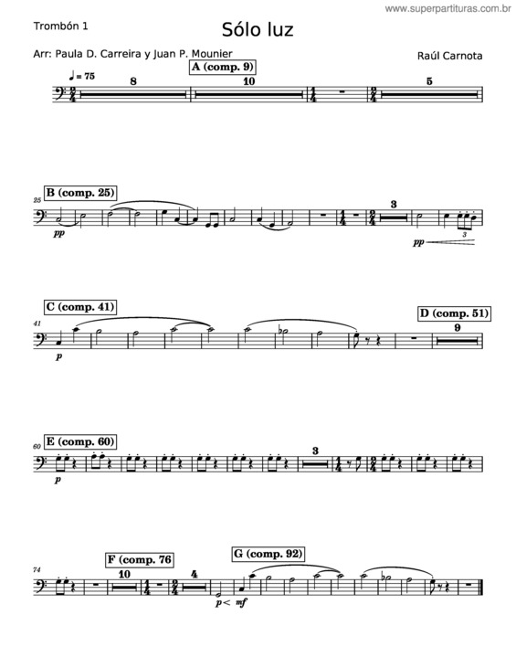 Partitura da música Sólo Luz – Raúl Carnota v.3