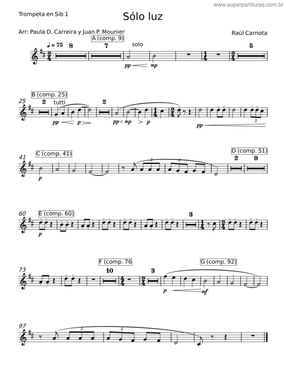 Partitura da música Sólo Luz – Raúl Carnota v.4