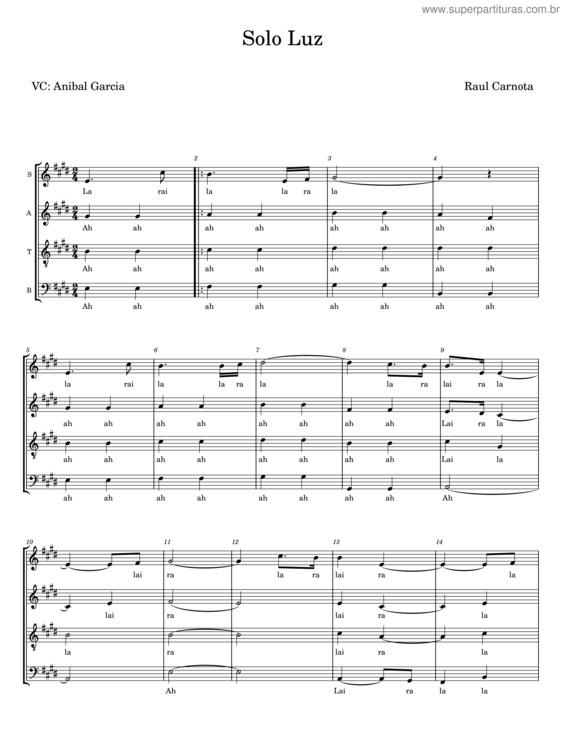 Partitura da música Sólo Luz – Raúl Carnota v.5