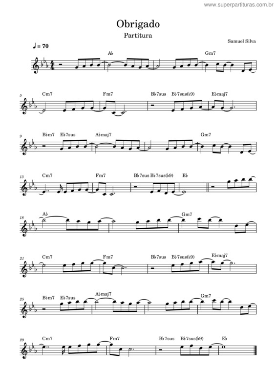 Partitura da música Solo Para Flauta  – Samuel Silva Obrigado