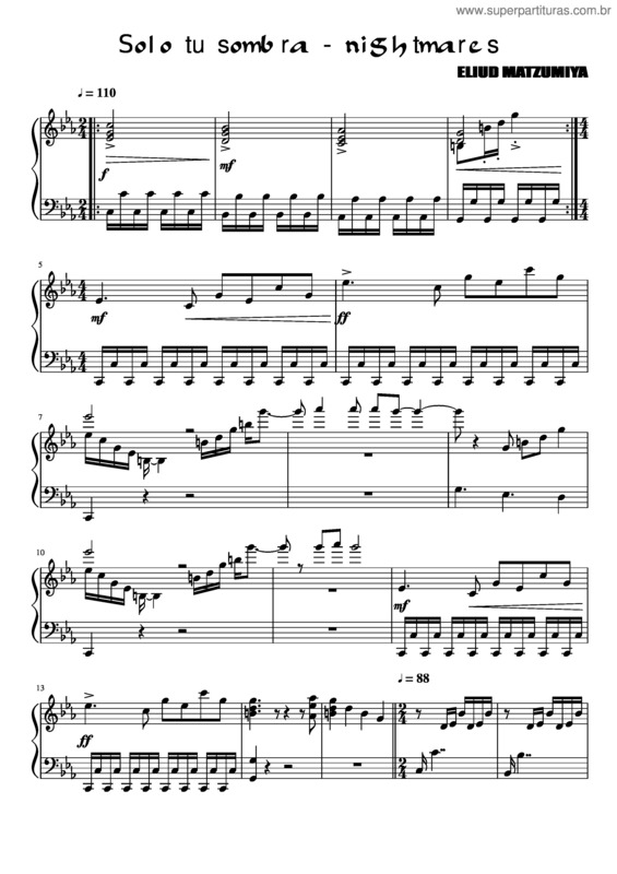 Partitura da música Solo Tu Sombra – Nightmares