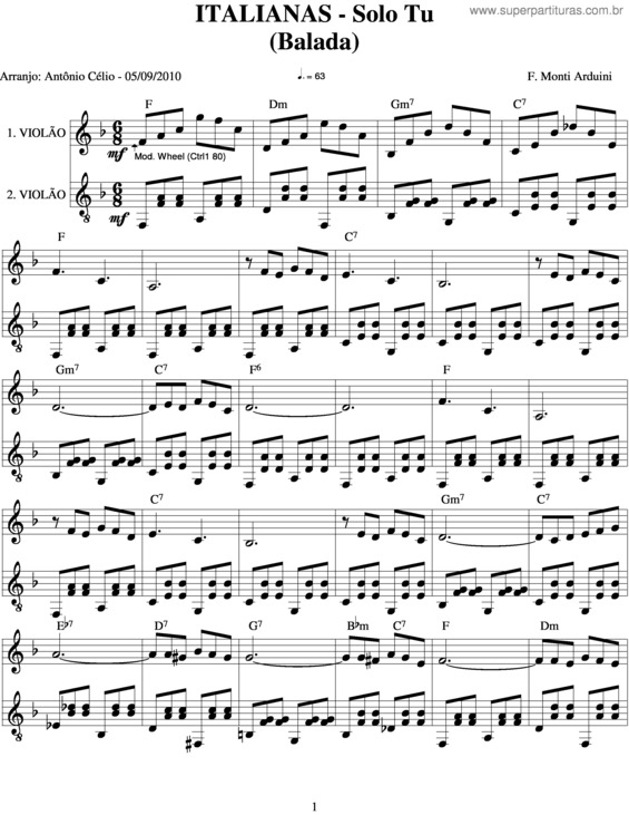 Partitura da música Solo Tu