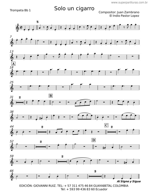 Partitura da música Solo Un Cigarro – Pastor López