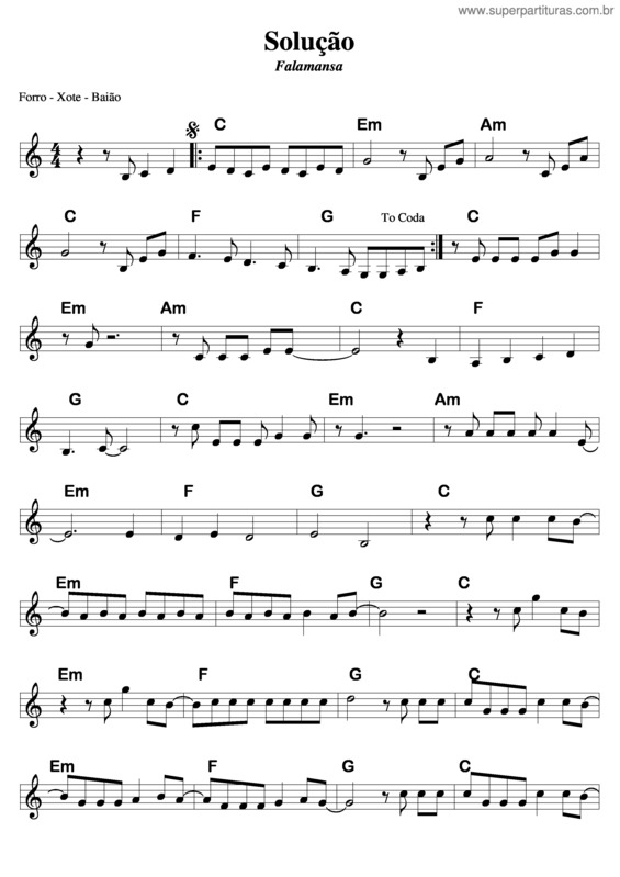 Partitura da música Solução v.2