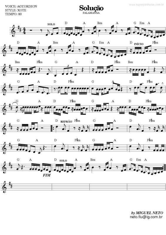 Partitura da música Solução