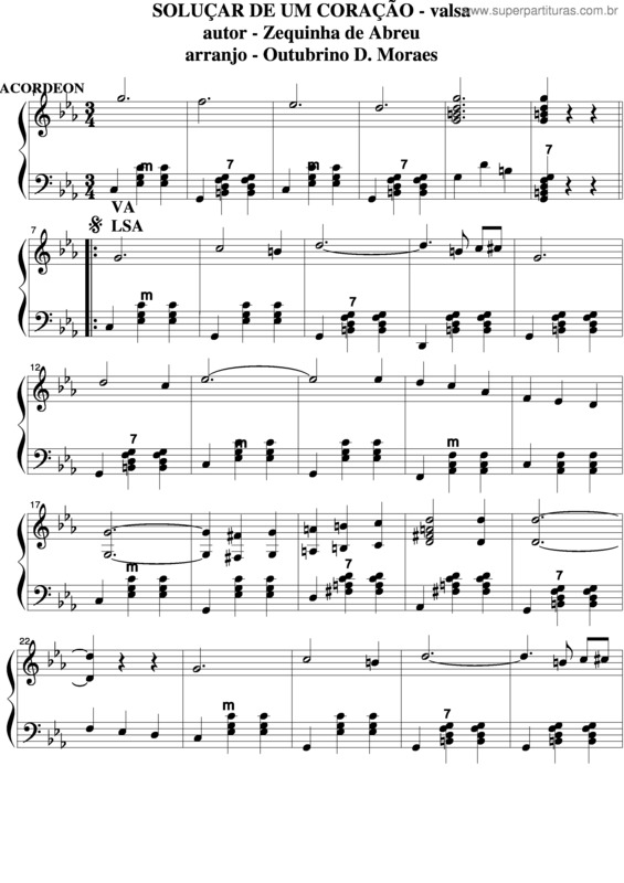 Partitura da música Soluçar De Um Coração