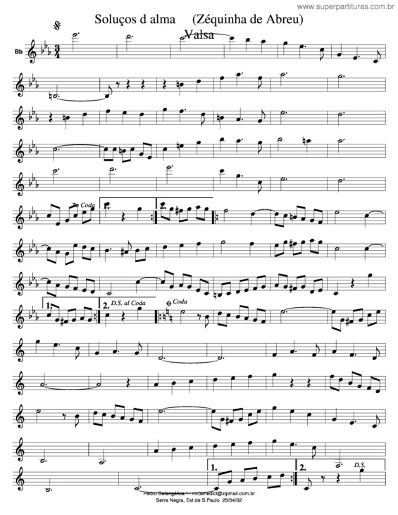 Partitura da música Soluços D Alma