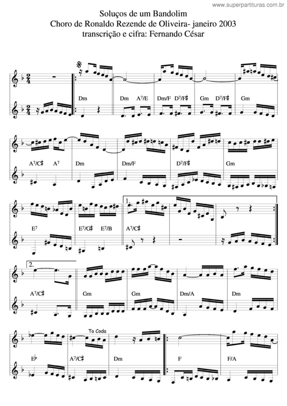 Partitura da música Soluços De Um Bandolim