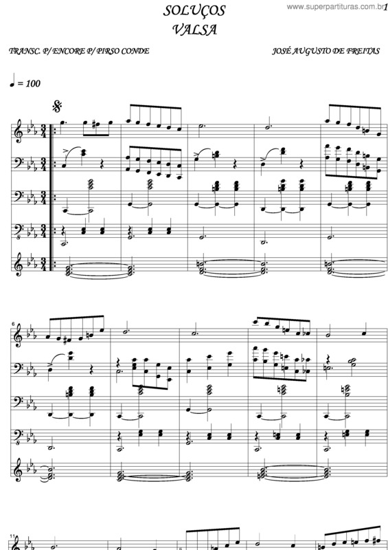 Partitura da música Soluços v.4