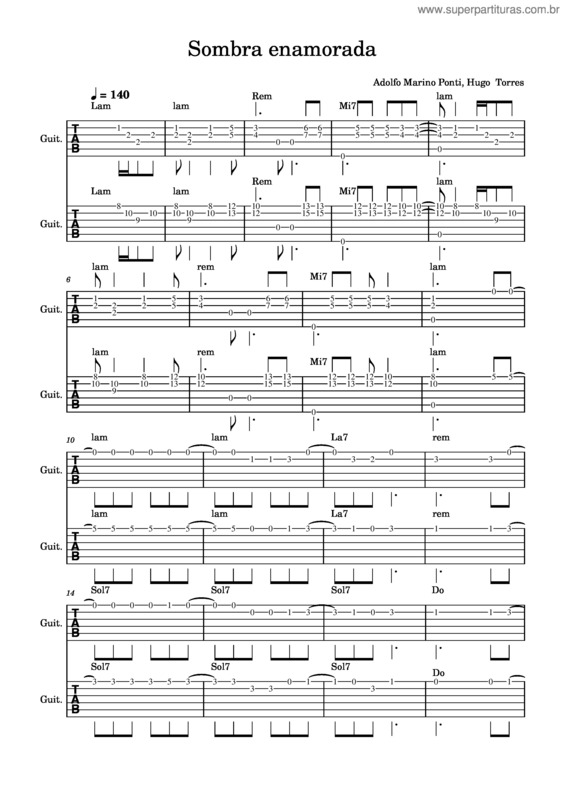 Partitura da música Sombra Enamorada – Los Manseros Santiagueños