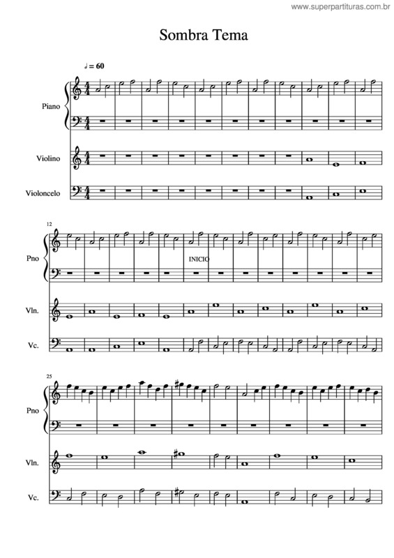 Partitura da música Sombra Tema