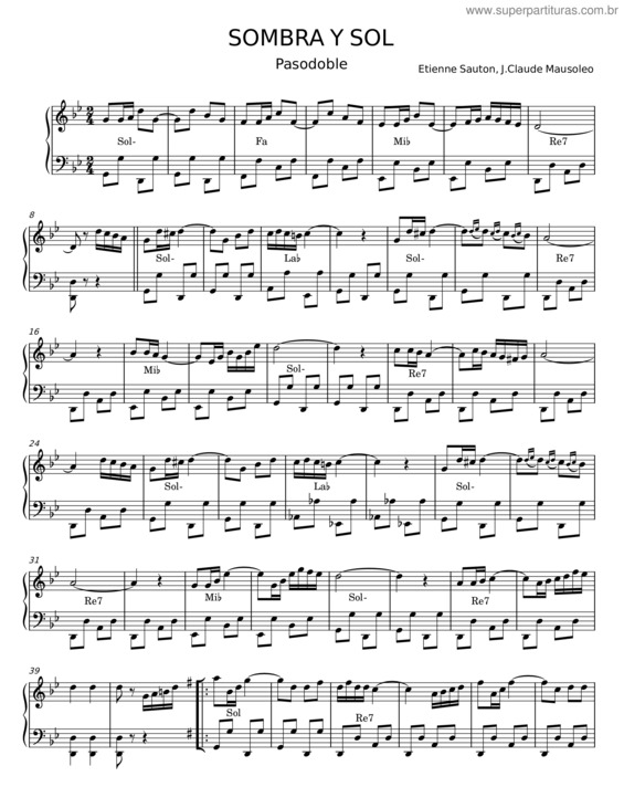 Partitura da música Sombra Y Sol