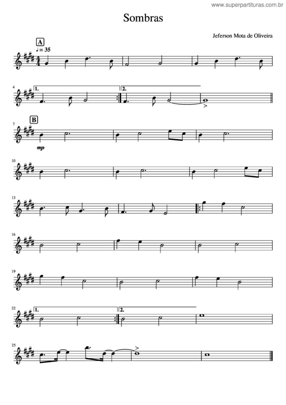 Partitura da música Sombras – Solo