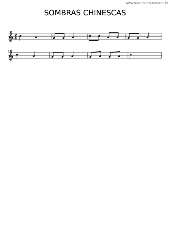 Partitura da música Sombras Chinescas v.2