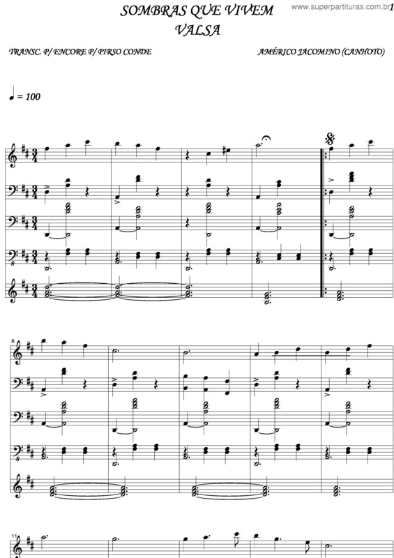 Partitura da música Sombras Que Vivem v.2