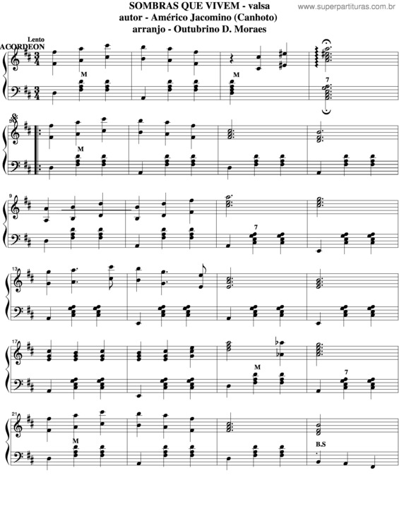 Partitura da música Sombras Que Vivem v.3