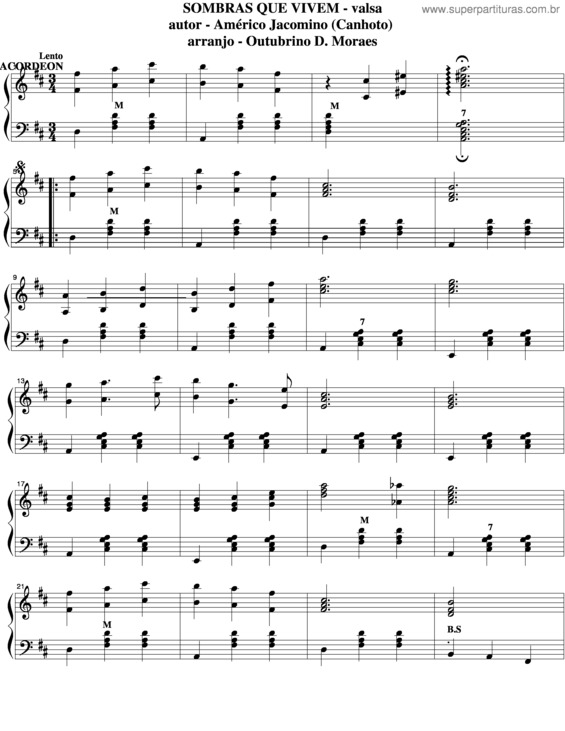 Partitura da música Sombras Que Vivem v.3