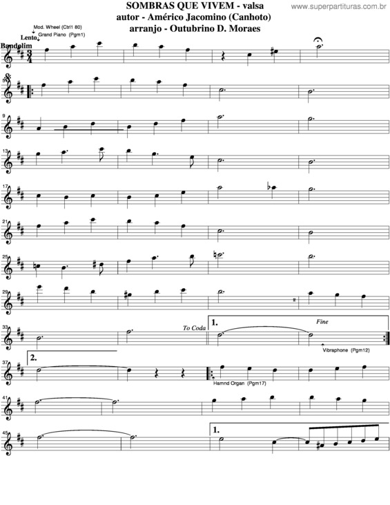 Partitura da música Sombras Que Vivem v.4