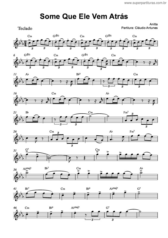 Partitura da música Some Que Ele Vem Atrás