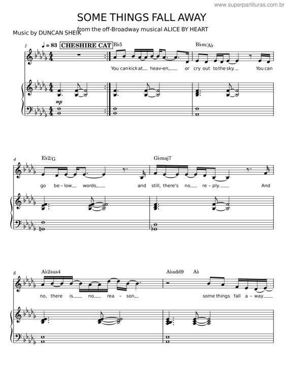 Partitura da música Some Things Fall Away – Duncan Sheik