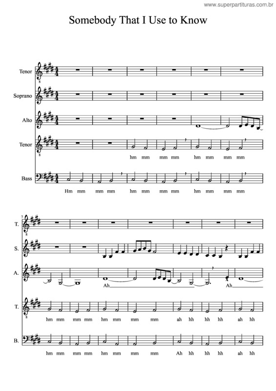 Partitura da música Somebody That I Use To Know Good