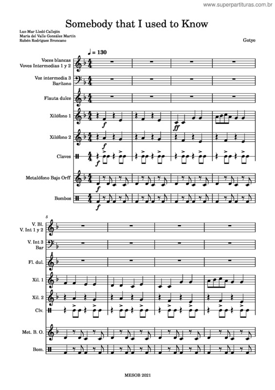 Partitura da música Somebody That I Use To Know v.3