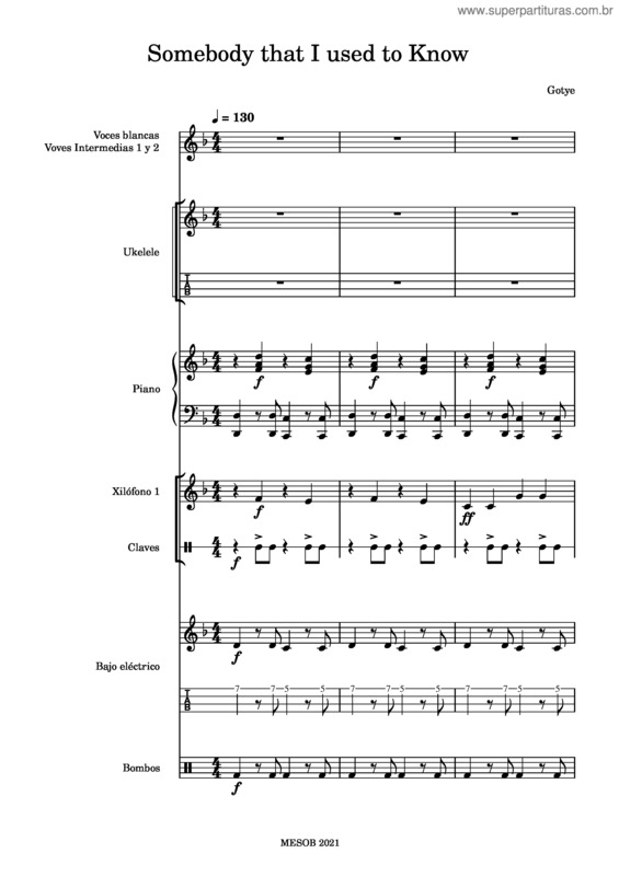 Partitura da música Somebody That I Use To Know v.4