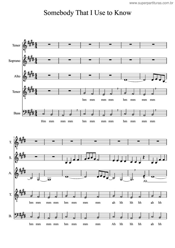 Partitura da música Somebody That I Use To Know