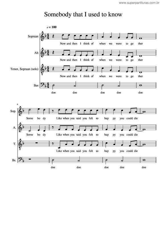Partitura da música Somebody That I Used To Know – Danique Dekker