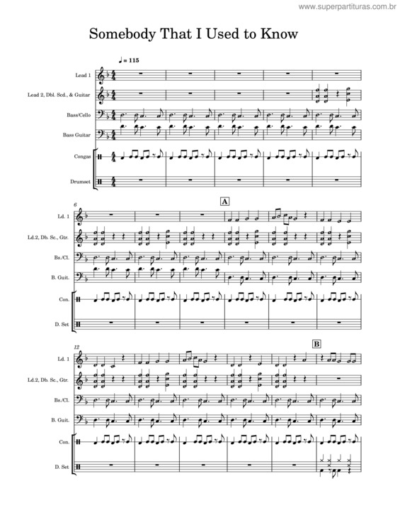 Partitura da música Somebody That I Used To Know – Gotye Gotye – Somebody That I Used To Know – Arranged For Steel Band