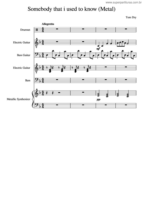 Partitura da música Somebody That I Used To Know – Gotye Somebody That I Used To Know  Metal