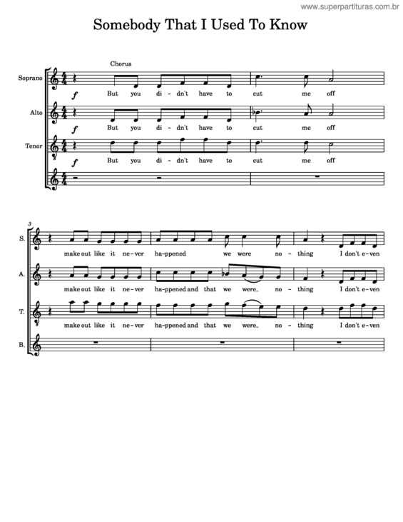 Partitura da música Somebody That I Used To Know – Gotye v.11