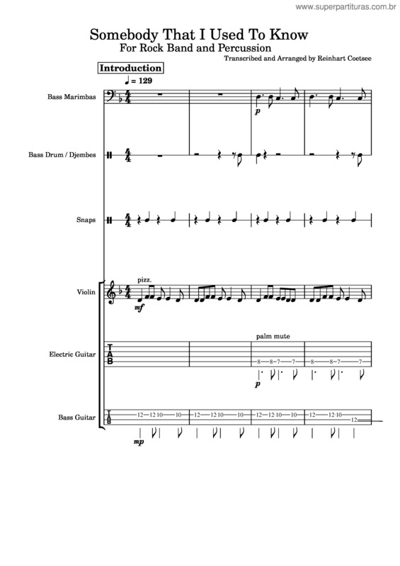 Partitura da música Somebody That I Used To Know – Gotye v.12