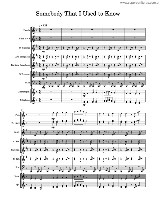 Partitura da música Somebody That I Used To Know – Gotye v.13