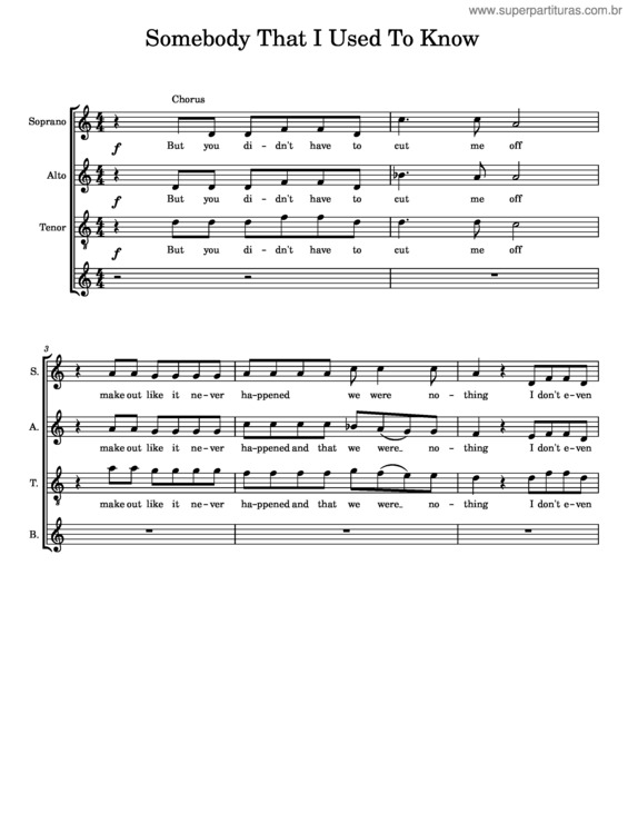 Partitura da música Somebody That I Used To Know – Gotye v.14