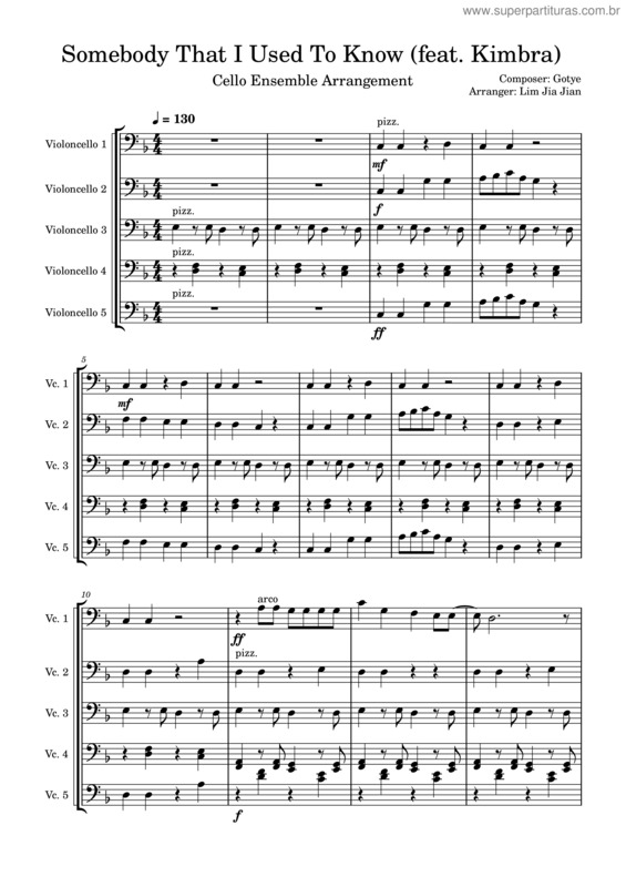 Partitura da música Somebody That I Used To Know – Gotye v.15