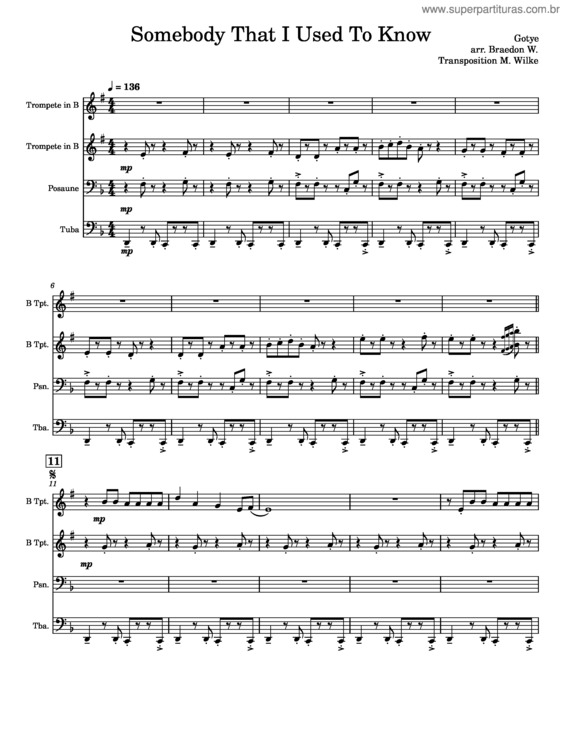 Partitura da música Somebody That I Used To Know – Gotye v.7