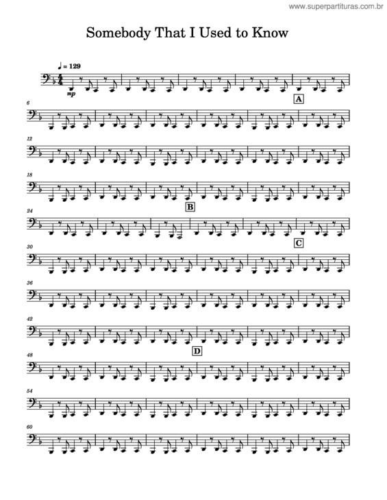 Partitura da música Somebody That I Used To Know – Sousaphone